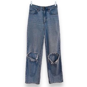 Nobody Denim Lou Jean Crop Straight Leg Light Wash Cropped Distressed Jeans 24